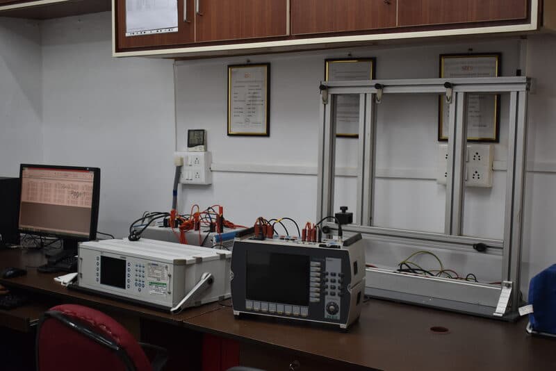 Instrument transformer test bench with automatic AITTS test set at SDES NABL calibration lab, Vijayawada